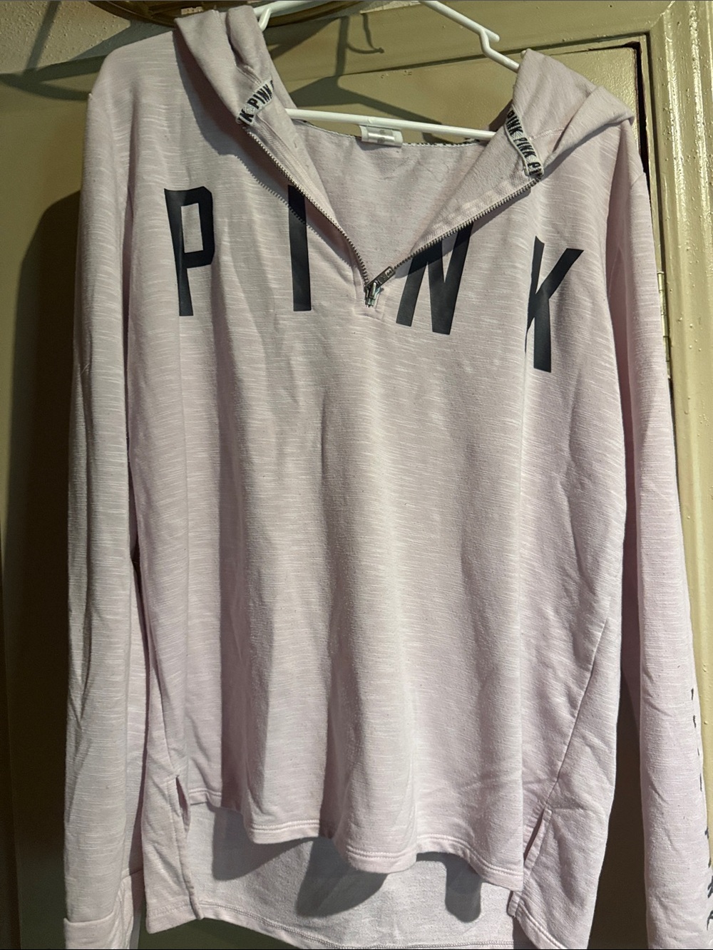 PINK Victoria's Secret Light Pink Half-Zip Hooded Pullover